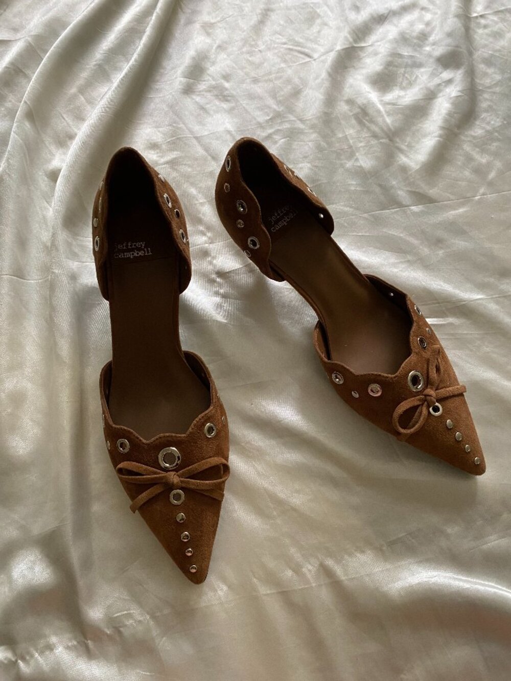 Jeffrey Campbell Gratified Brown Suede Pointed Toe Kitten Heel D'orsay 9